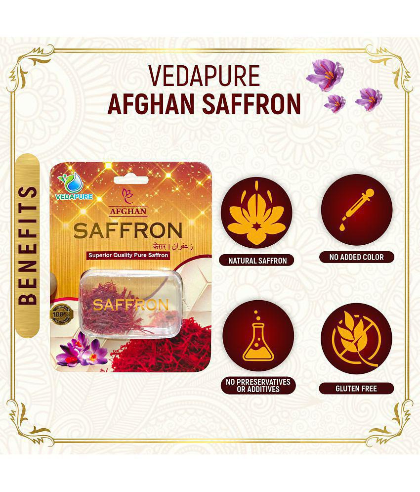 Vedapure Natural and Finest A++ Grade 1 Gram Afghani Kesar / Saffron Threads (Pack of 1)