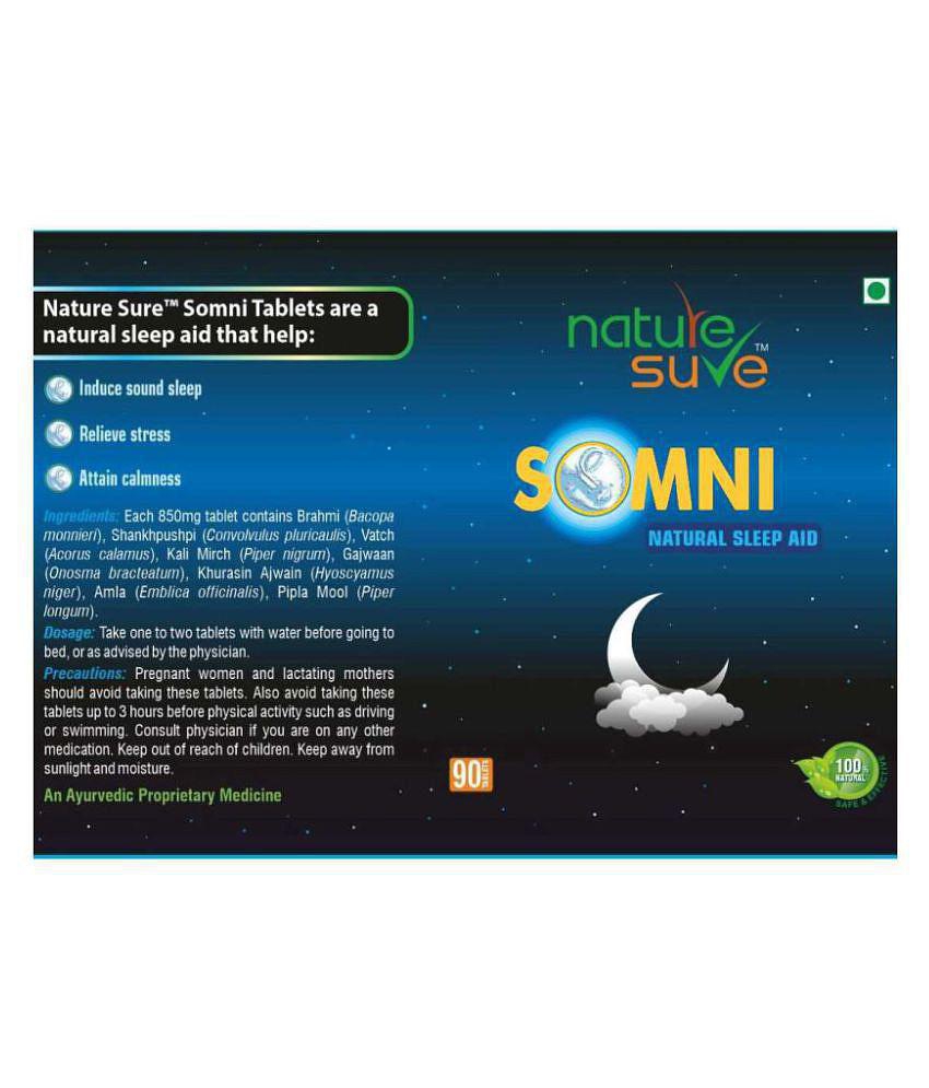 Nature Sure SOMNI Natural Sleep Aid Daily Herbal Supplement for Men & Women - 1 Pack (90 Tablets)