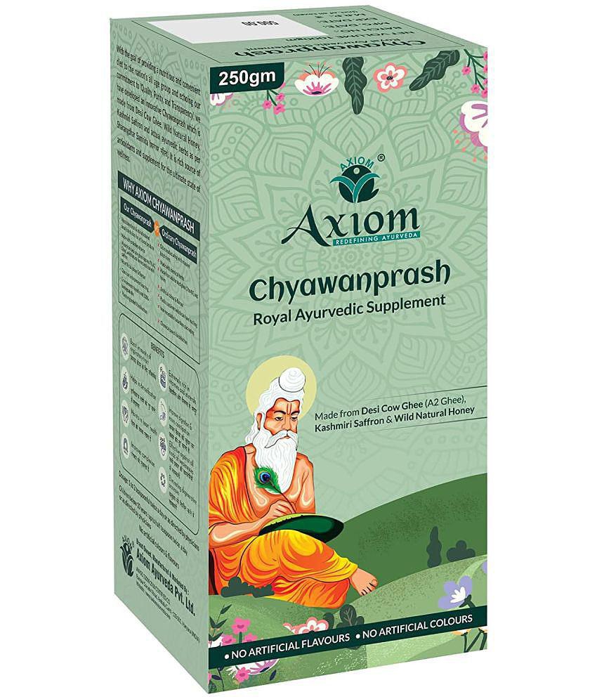 Axiom Royal Ayurvedic Chyawanprash 250gm | 2X Immunity | Made With Deshi Cow Ghee(A2 Ghee), Kashmiri Saffron & Wild Natural Honey | WHO GMP, GLP Certified Product | No Artificial Colour & Fl