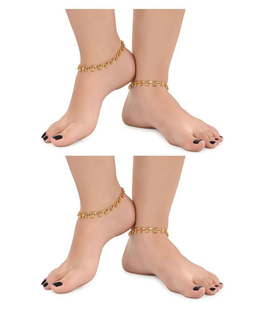 Affordable Men AanyaCentric - Gold Anklets ( Pack of 2 ) - Golden 2025 at ShopCircuit | ONDC