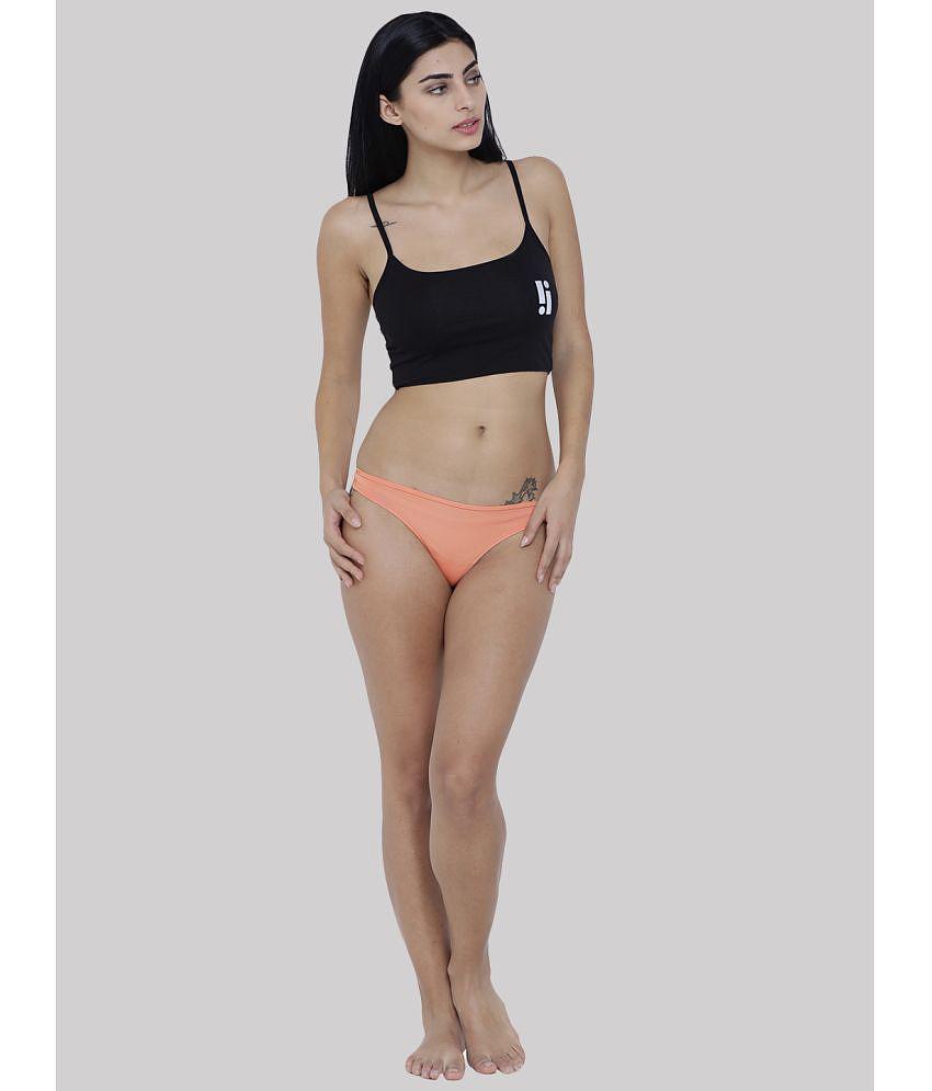 Premium Men BASIICS By La Intimo - Peach BCPSS01 Polyester Solid Women's Bikini ( Pack of 1 ) - 