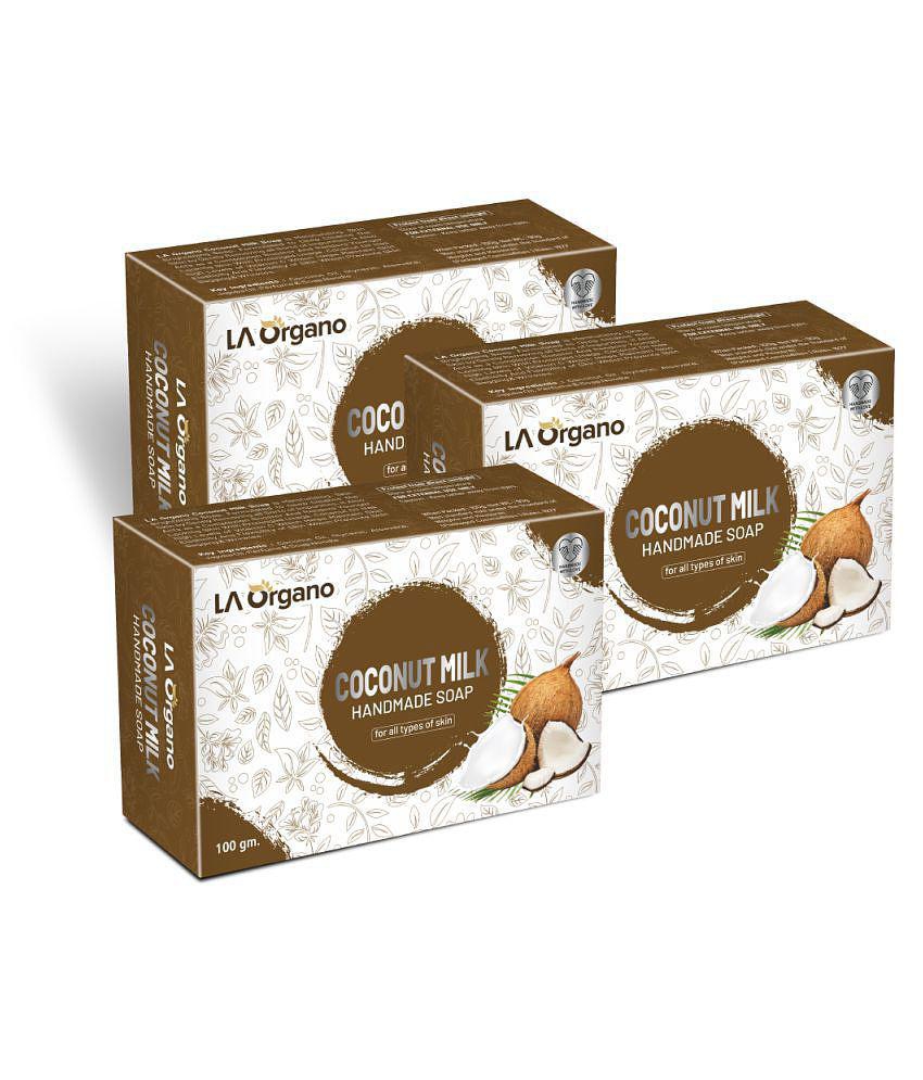 LA ORGANO Coconut Milk Handmade Natural Bath Soap Bathing Bar 100 g Pack of 3