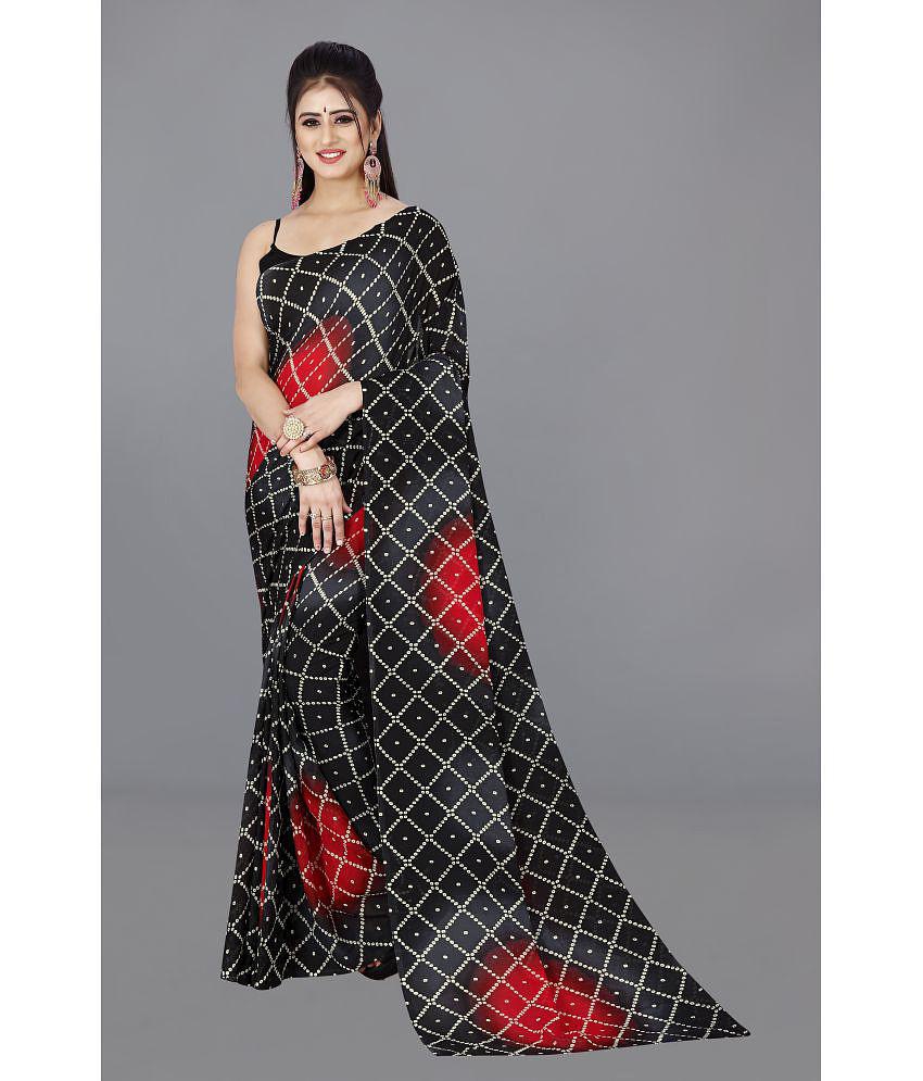 Sherine - Black Georgette Saree Without Blouse Piece ( Pack of 1 ) - Black