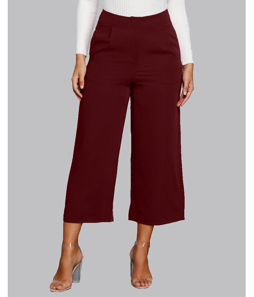Exclusive Men Addyvero - Maroon Cotton Blend Wide Leg Women's Casual Pants ( Pack of 1 ) - None 
