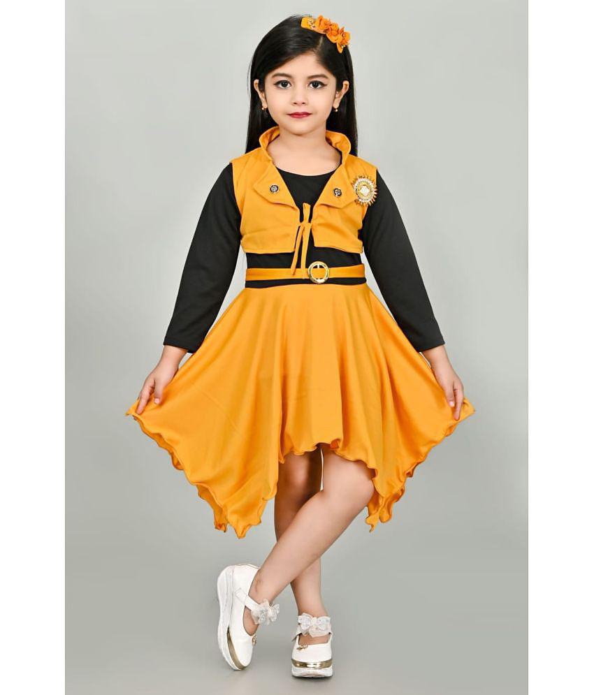 SFC - Yellow Cotton Blend Girls Frock ( Pack of 1 ) - None