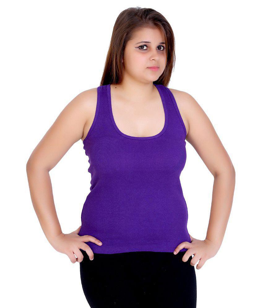 Q-rious Purple Cotton Camisoles - M