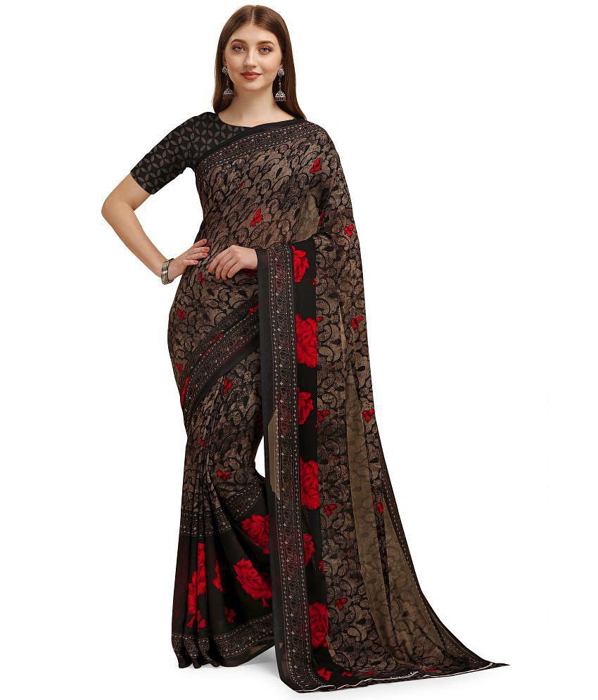 LEELAVATI - Black Georgette Saree With Blouse Piece ( Pack of 1 ) - Black