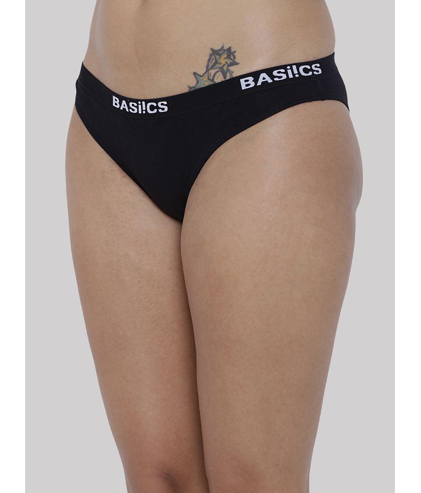 Chic Men BASIICS By La Intimo - Black BCPBR08 Cotton Lycra Solid Women''s Bikini ( Pack of 1 ) -