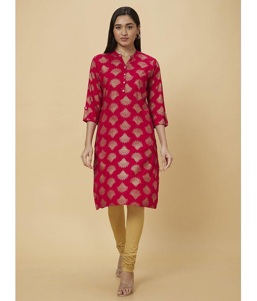 Globus - Pink Viscose Women''s Straight Kurti ( Pack of 1 ) - None