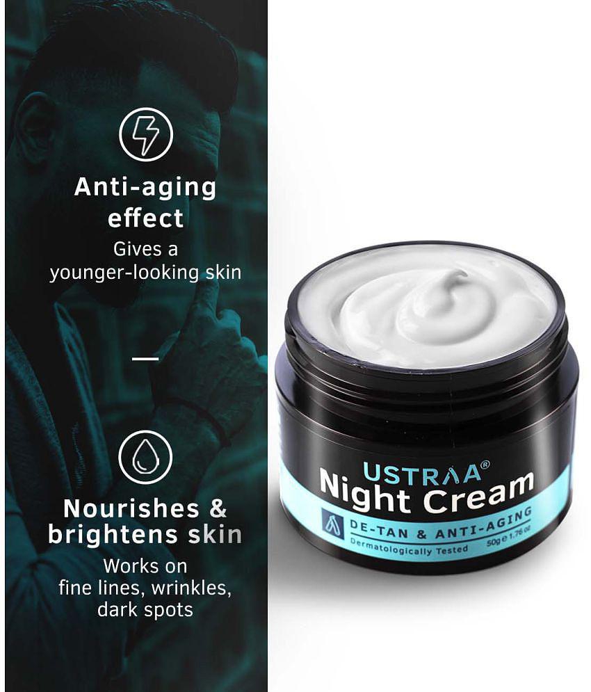 Ustraa Night Cream - De-tan and Anti-aging-50g & Face Wash For Oily Skin-200g