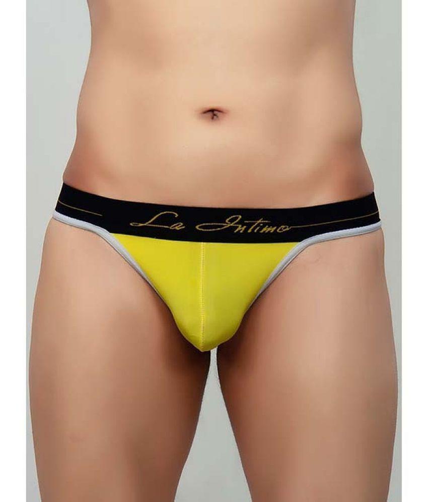 New Men La Intimo - Yellow Cotton Blend Mens Thongs ( Pack of 1 ) - 80 2025 at ShopCircuit | OND