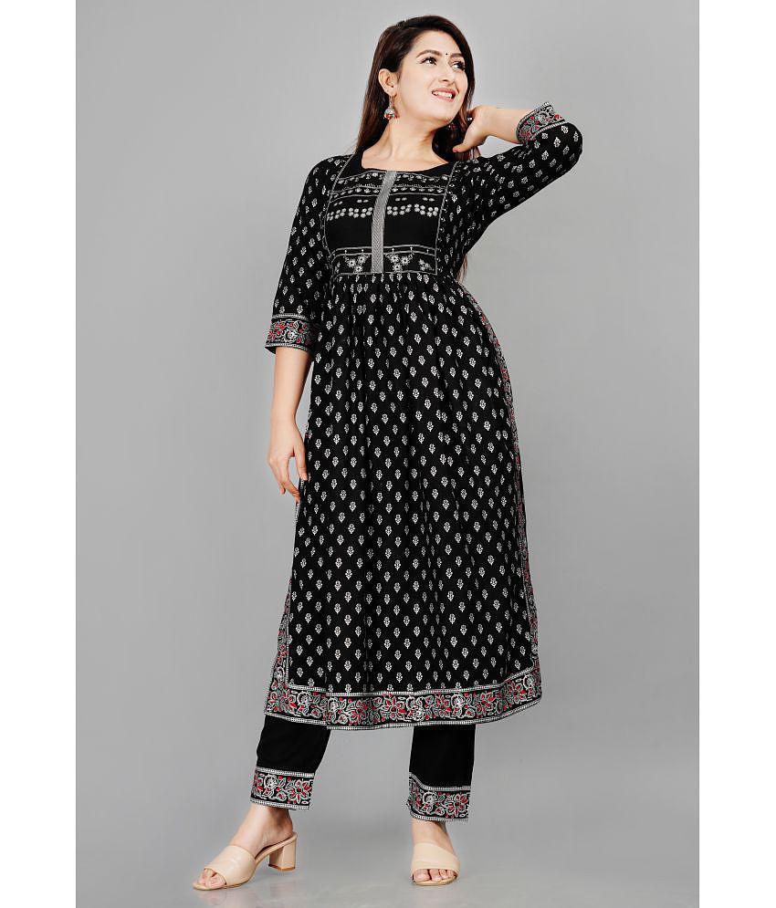 SIPET - Black Straight Rayon Women's Stitched Salwar Suit ( Pack of 1 ) - S, Black