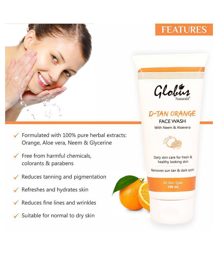 Globus Naturals Tan Care Orange Face Wash 100 mL Pack of 4