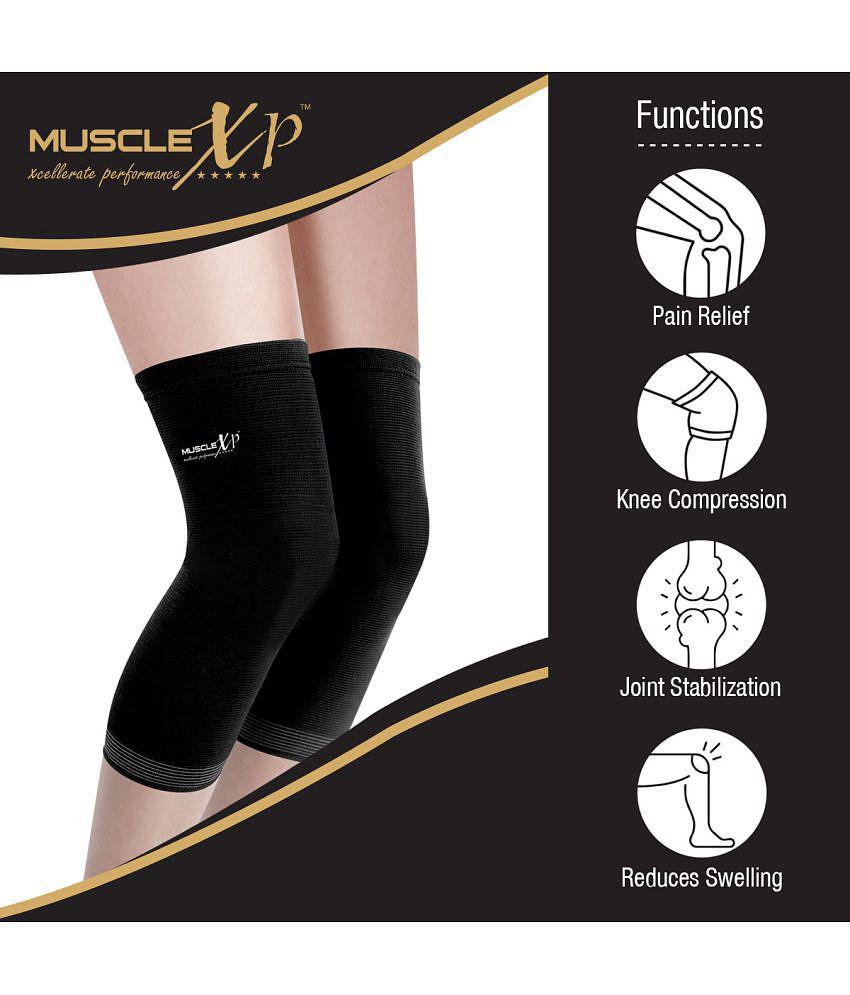 MuscleXP DrFitness+ Knee Cap & Brace Knee Compression Support For Men & Women, Gym, Cycling, Running and  Exercise, Knee Brace Joint Pain Relief  (Large) - Black