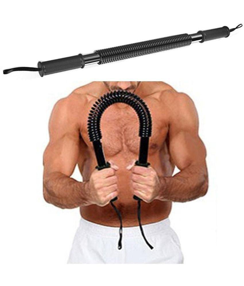 HORSE FIT  Power Twister Bar |20kg- Upper Body Exercise for Chest, Shoulder, Forearm and Arm Strengthener | arm Exercise Equipment | arm Strength Equipment | Hand Gripper - Black