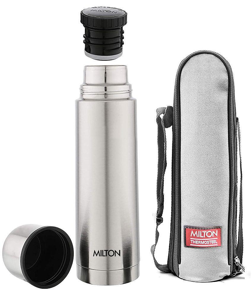 Milton Plain Lid 500 Thermosteel 24 Hours Hot and Cold Water Bottle, 500 ml, Silver - Silver