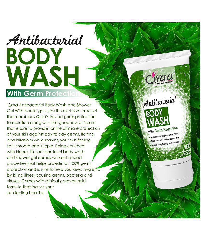 Qraa Antibacterial Body Wash With Goodness Of Neem, Germ Protection Shower Gel 200 mL