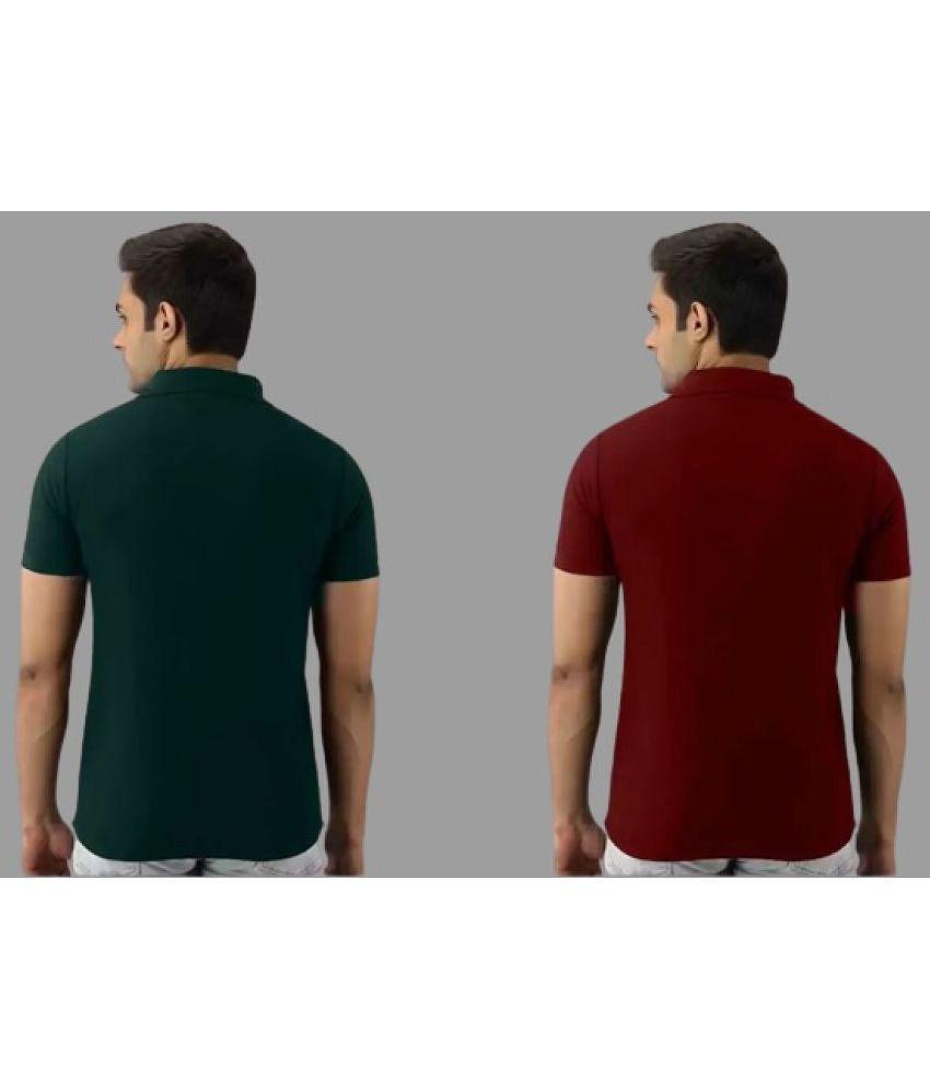 SKYRISE - Multicolor Cotton Blend Slim Fit Men's Polo T Shirt ( Pack of 2 ) - None