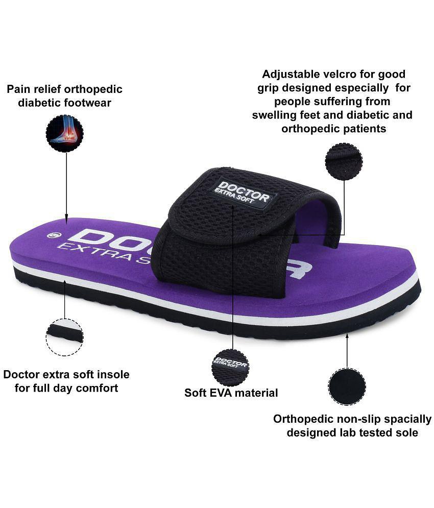 DOCTOR EXTRA SOFT - Purple Womens Slide Flip Flop - None