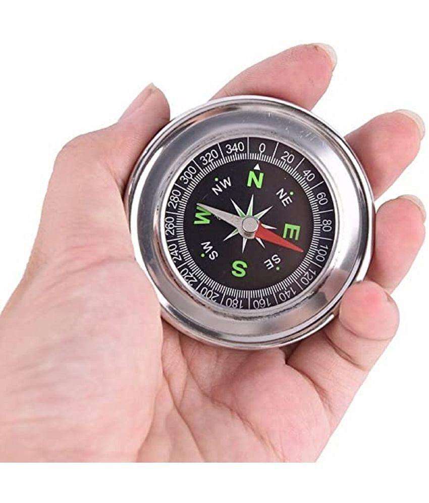 SHB Stainless Steel Vastu Fengshui Camping Navigation Compass (Silver)