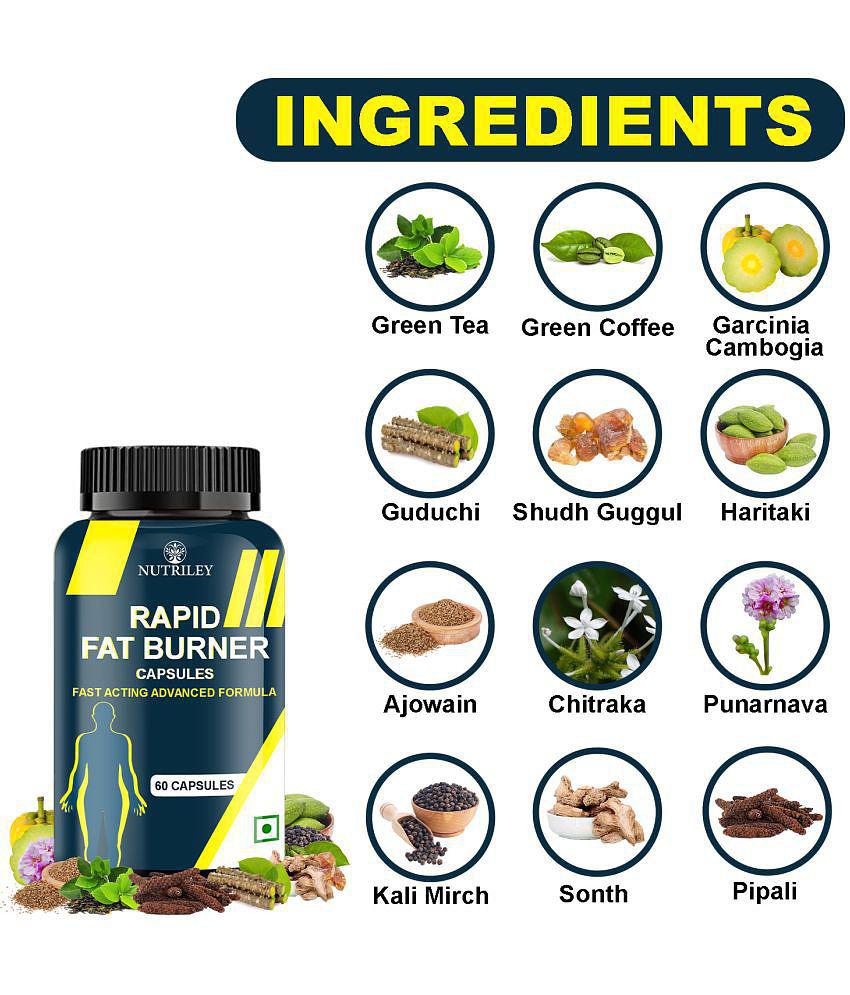 Nutriley Rapid Fat Burner Capsules, Fat Cutter, Fat Loss 60 gm Fat Burner Capsule