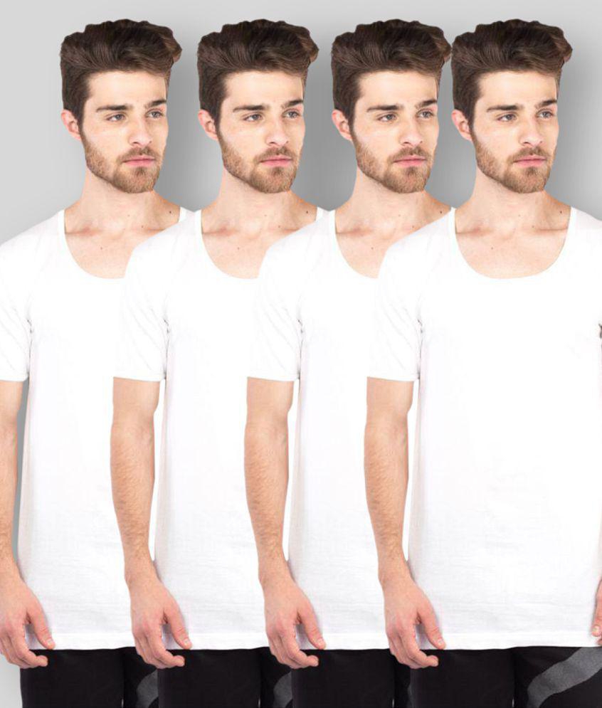 VIP. - White Cotton Mens Vest  ( Pack of 4 ) - 110