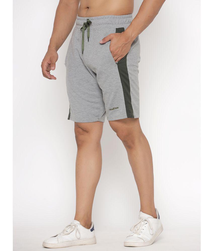 MADTEE - Grey Cotton Blend Men's Shorts ( Pack of 1 ) - None