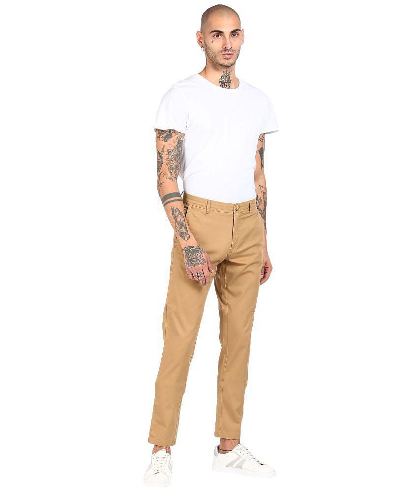 Ruggers - Cotton Blend Slim Slim Beige Men's Trousers ( Pack of 1 ) - None