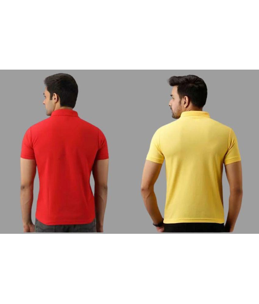 SKYRISE - Multicolor Cotton Blend Slim Fit Men's Polo T Shirt ( Pack of 2 ) - None