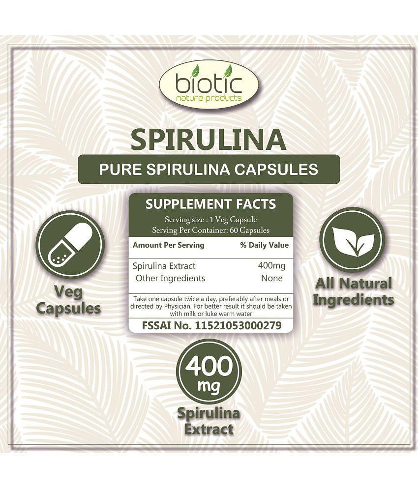 Biotic Spirulina Capsules 400mg Capsule 120 no.s Pack of 2