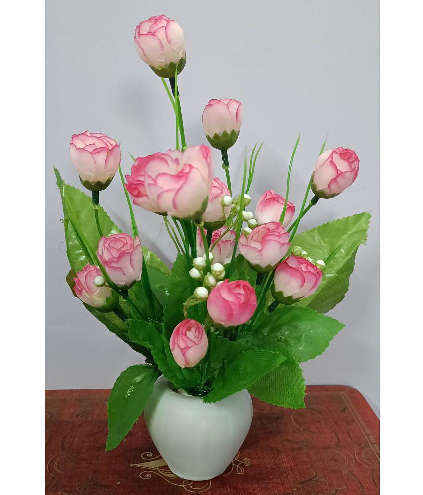 BAARIG - Pink Rose Artificial Flower ( Pack of 2 )