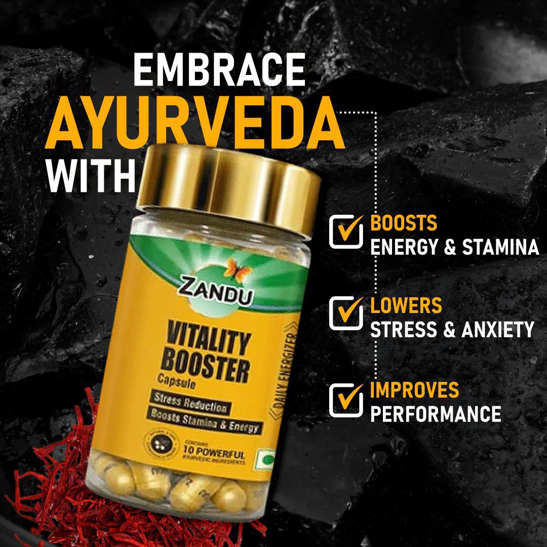 Zandu Vitality Booster Capsules (Natual Stress Relief Capsules)