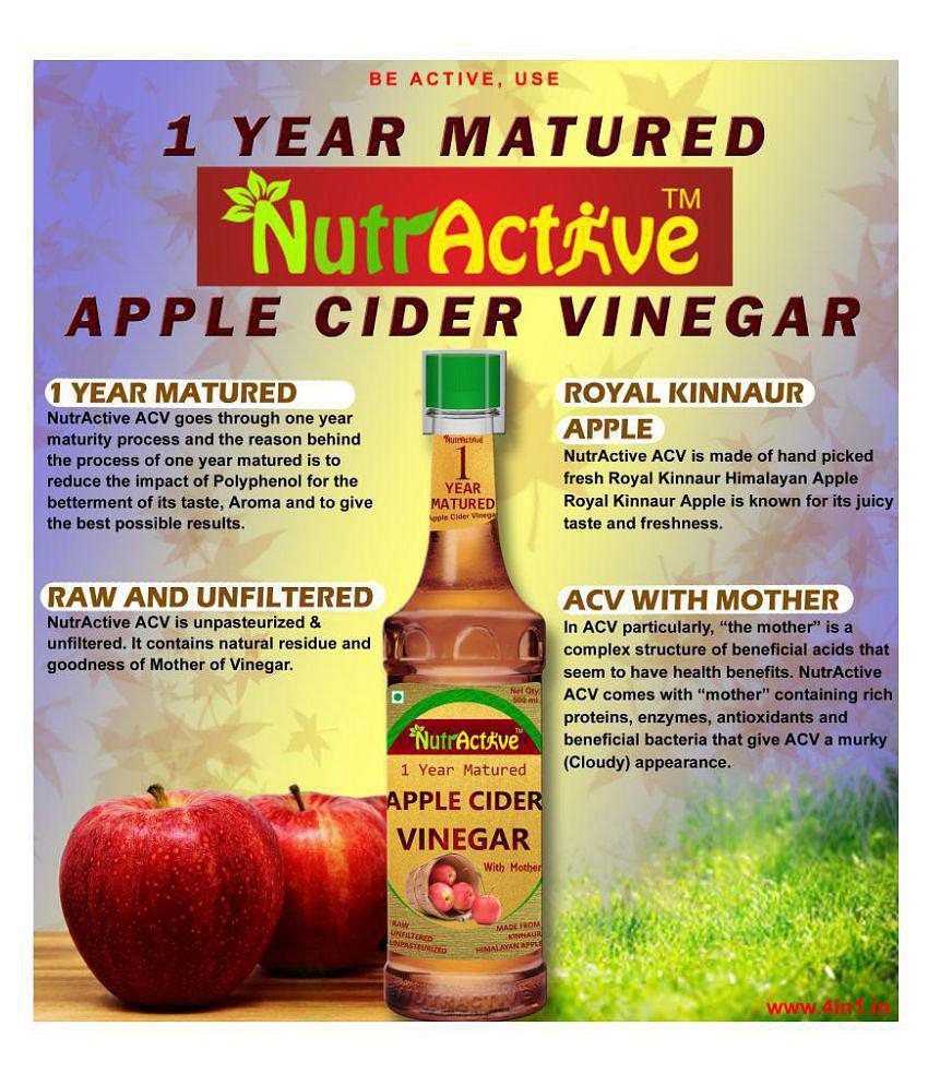 NutrActive Apple Cider Vinegar With Mother of Vinegar | 1year matured 500 ml Unflavoured