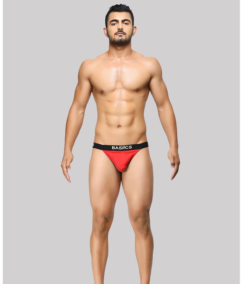Elegant Men BASIICS By La Intimo - Red BCSTH01 Spandex Mens Thongs ( Pack of 1 ) - None 2025 at 