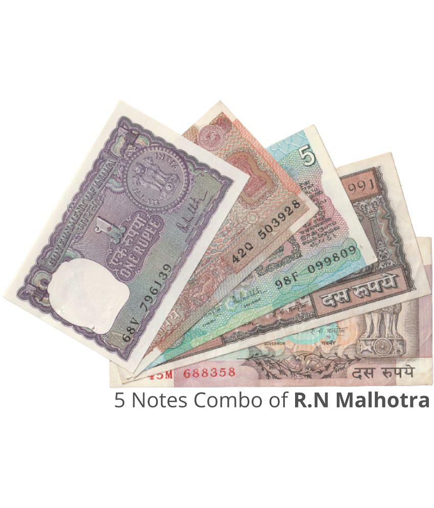 (Set of 5) 1,2,5 and 10 Signed by RN Malhotra (India) Pack of 5