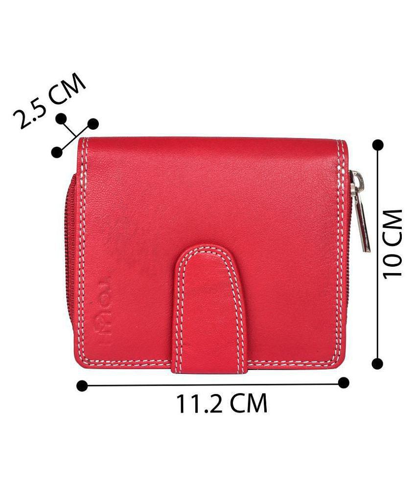 Tough Women Red Genuine Leather Wallet - Regular Size (11 Card Slots) - Red