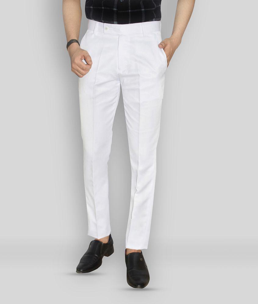 Trendy Women Kundan - White Polycotton Slim - Fit Mens Formal Pants ( Pack of 1 ) - None 2025 at