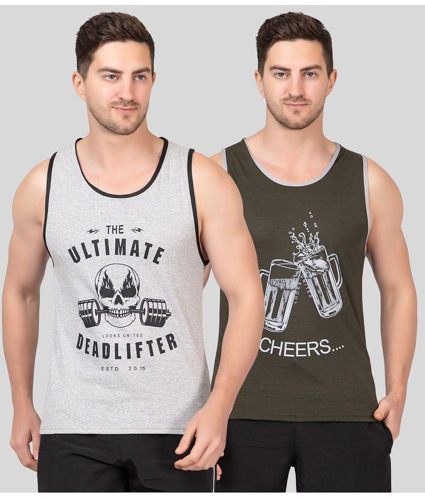 Looks United Multi Men Gym Vest Cotton Mens Vest ( Pack of 2 ) - None