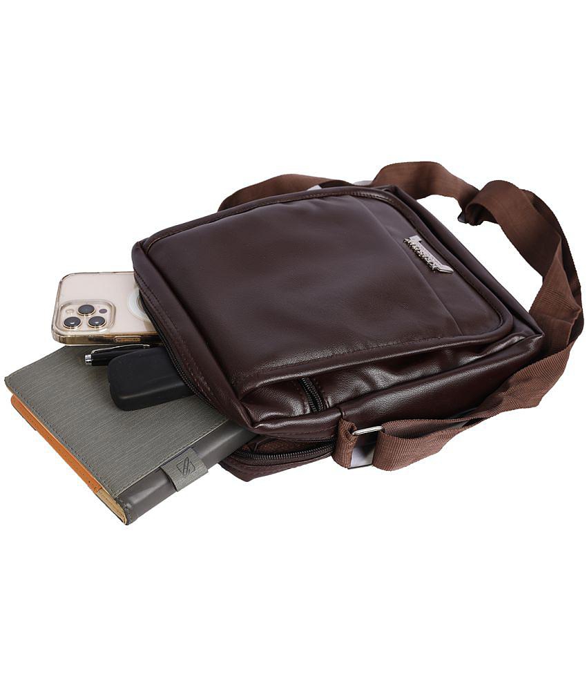 Luxurious Men krishiv - Brown Textured Messenger Bag - Brown 2025 at ShopCircuit | ONDC