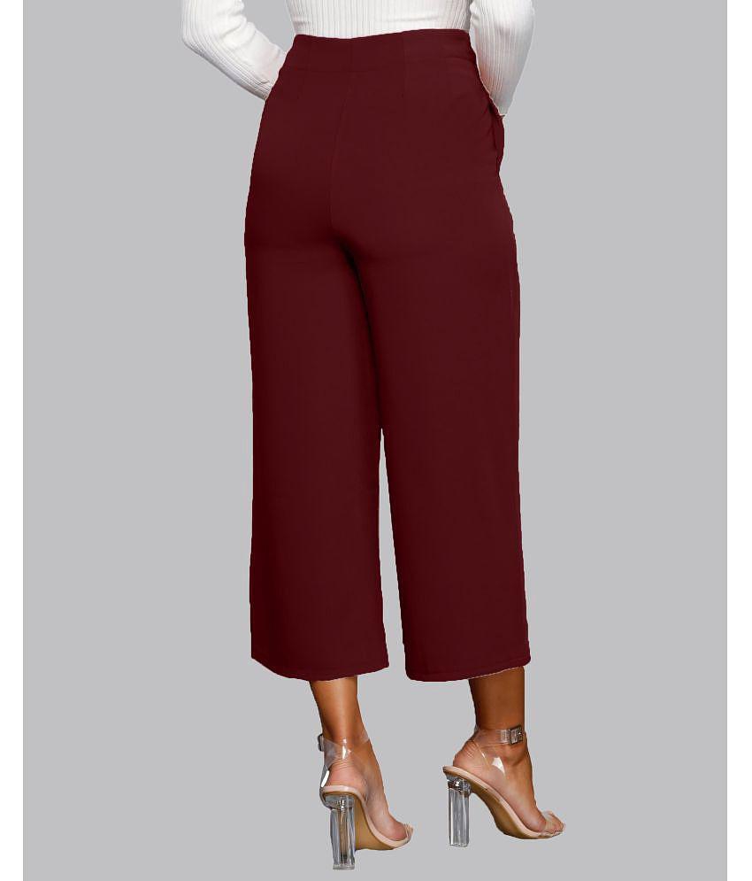 Exclusive Men Addyvero - Maroon Cotton Blend Wide Leg Women's Casual Pants ( Pack of 1 ) - None 