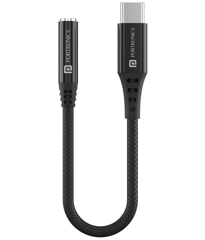 Portronics I Konnect-C II:Type-C to 3.5 Aux Connector ,Black (POR 1424)