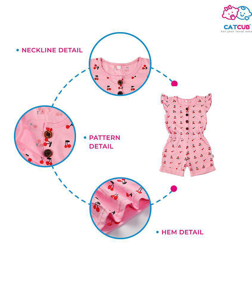 Top Men CATCUB - Pink Cotton Girls Jumpsuit ( Pack of 1 ) - None 2025 at ShopCircuit | ONDC