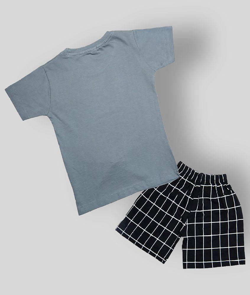 Latest Men CATCUB - Gray Cotton Blend Boy's T-Shirt & Shorts ( Pack of 1 ) - None 2025 at ShopCi
