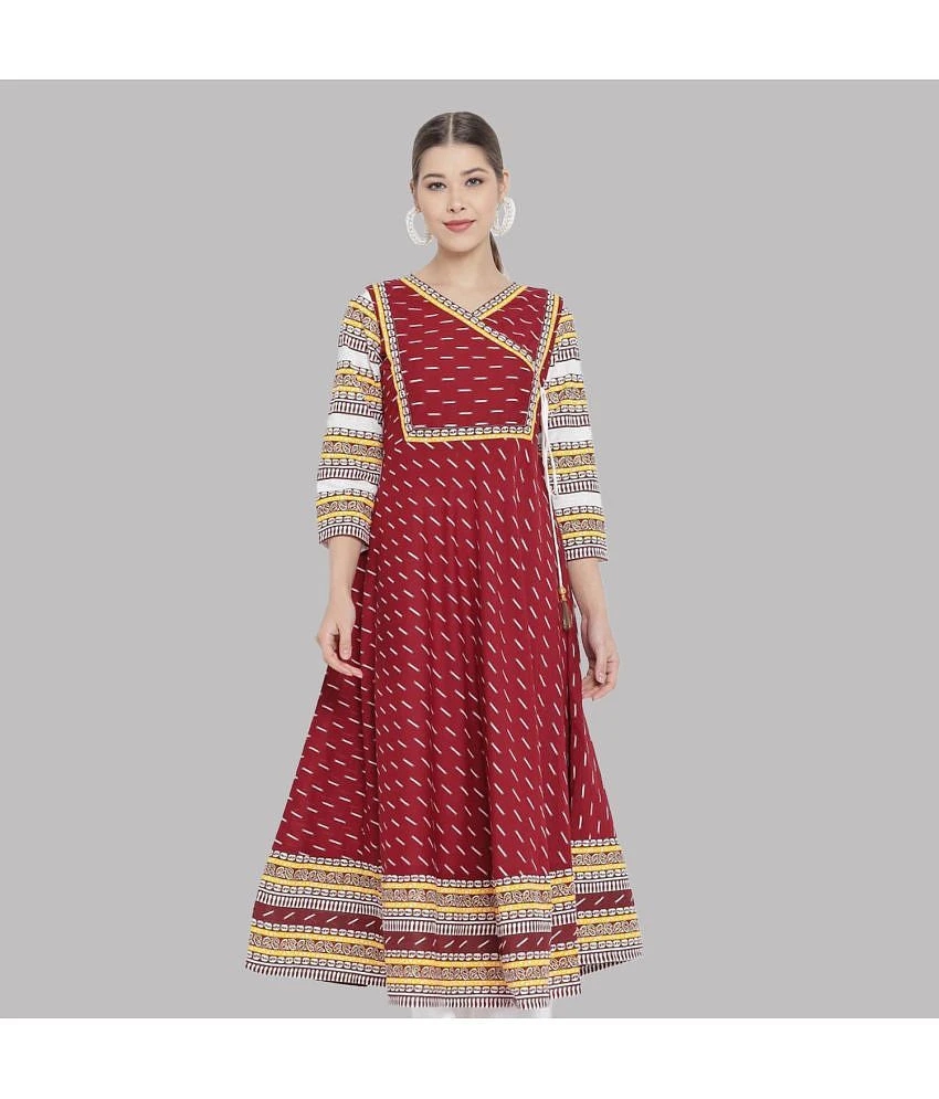Trendy Men Yash Gallery - Maroon Cotton Womens Angrakha Kurti ( Pack of 1 ) - None 2025 at ShopC
