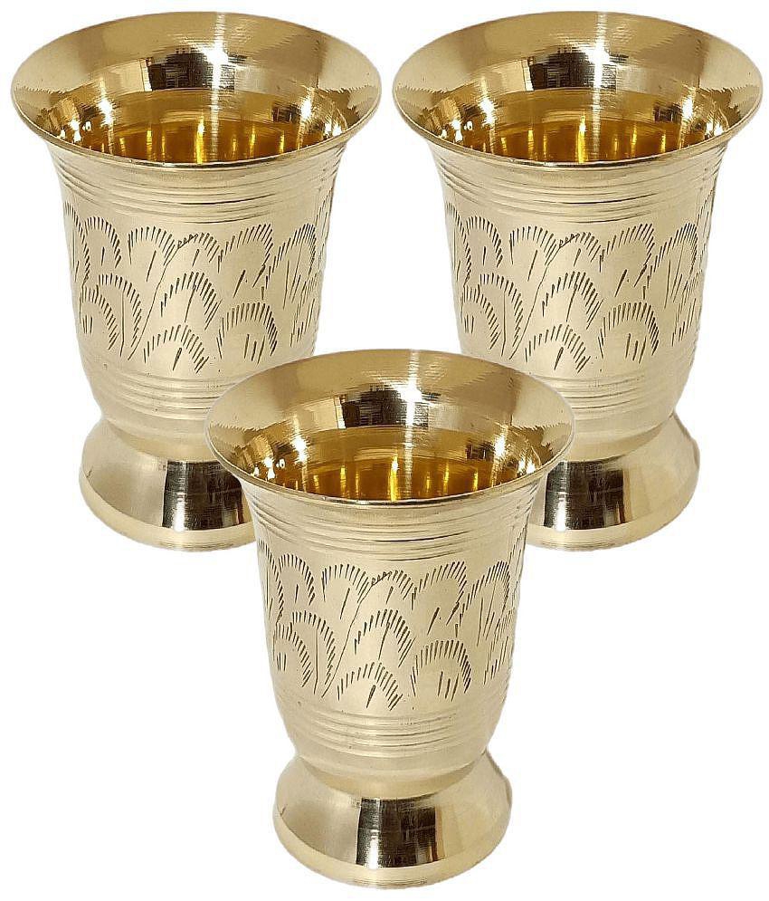 A & H ENTERPRISES - Daily Use Brass Glasses 200 ml ( Pack of 3 )