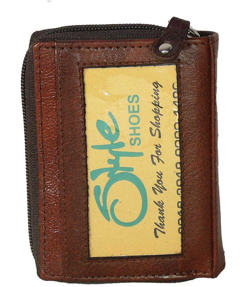 Exclusive Men STYLE SHOES Brown Leather Credit/Debit Card 8 Slot Card Holder For Men & Women - B
