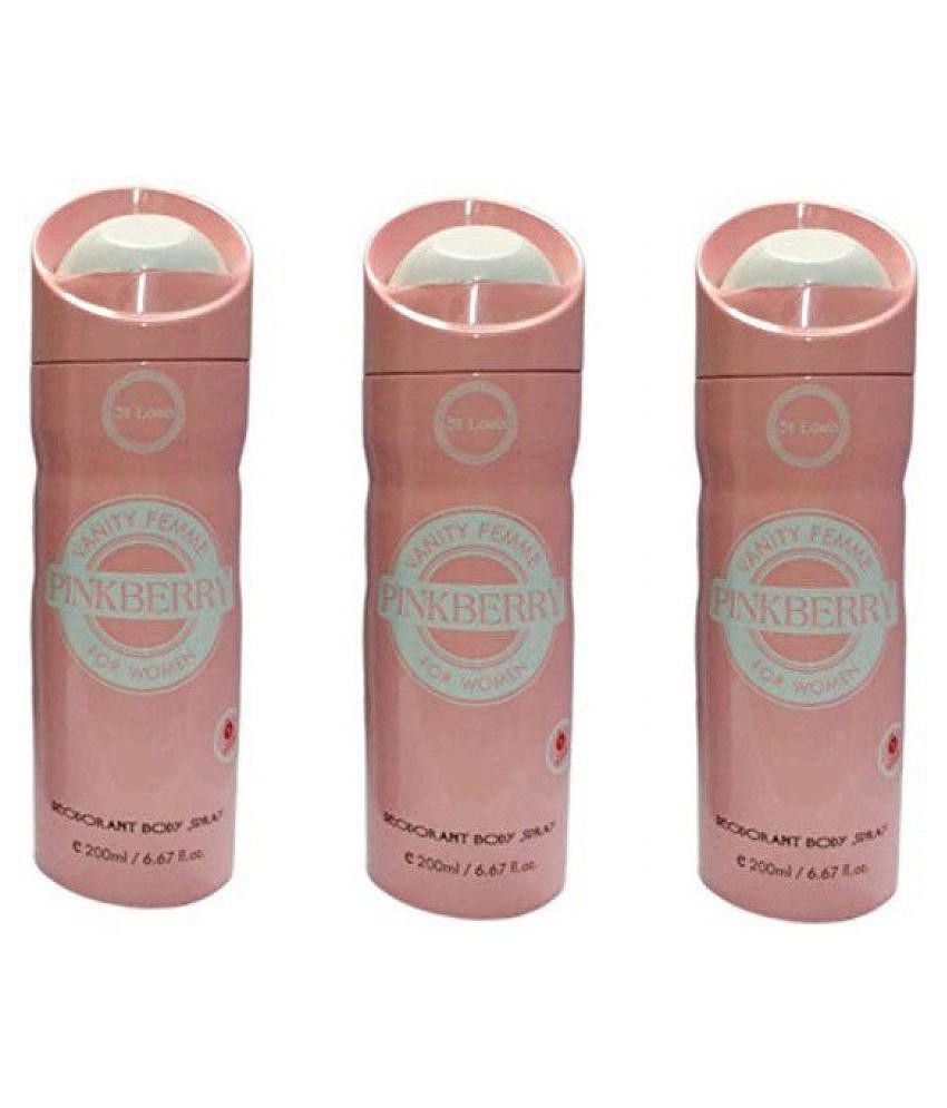 St. Louis PinkBerry Deodorant Body Spray Deodorant Spray - For Men & Women.200 ml each.pack of 3. - 500ml