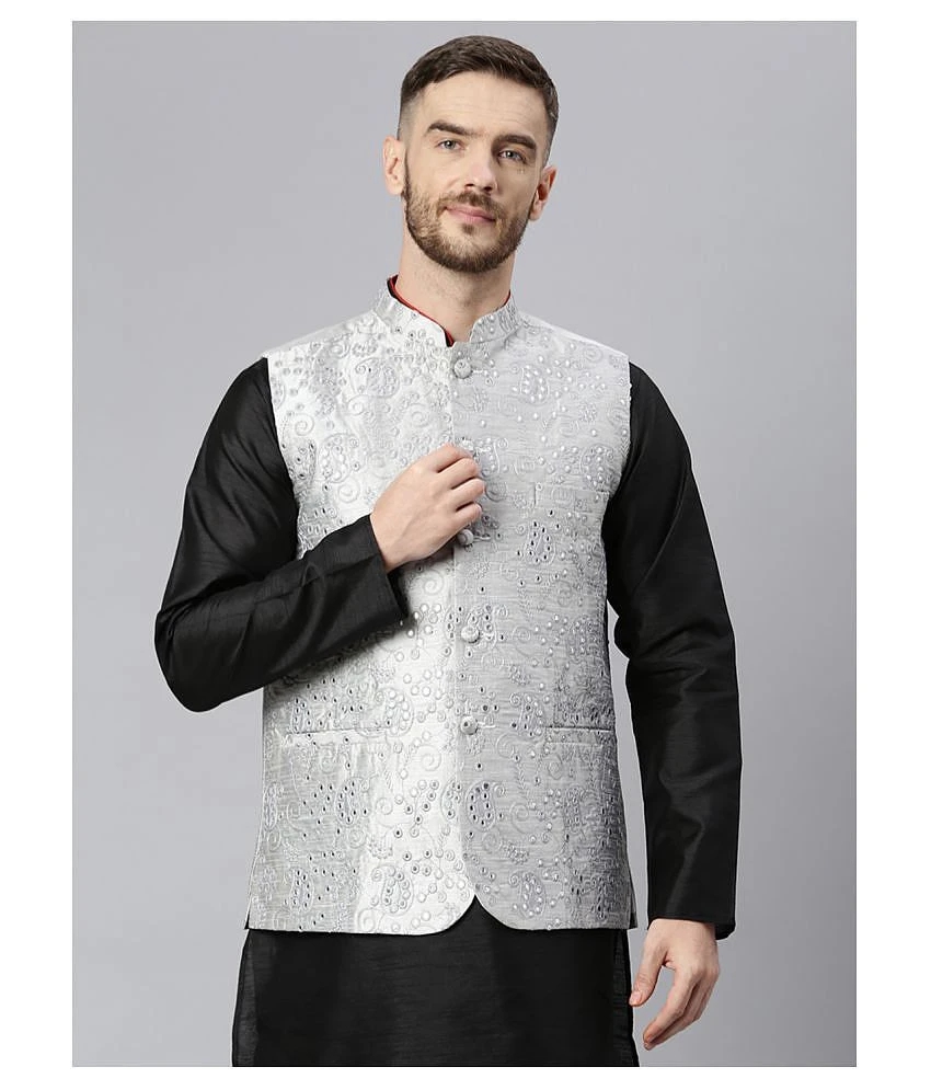 Modern Women Hangup Grey Polyester Nehru Jacket Single Pack None 2025 at ShopCircuit ONDC