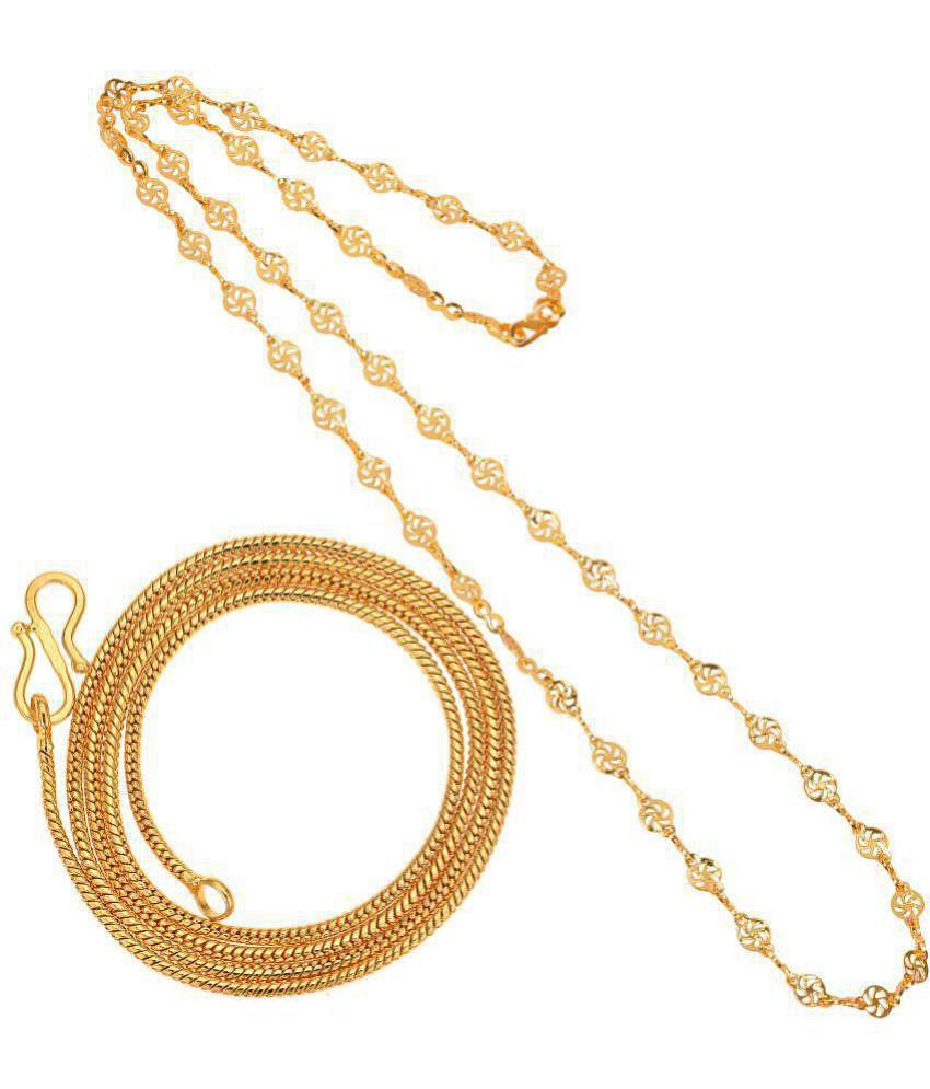 Stylish Men AanyaCentric Combo of 2 Gold Plated 22inches Long Fashion Chain - None 2025 at ShopC