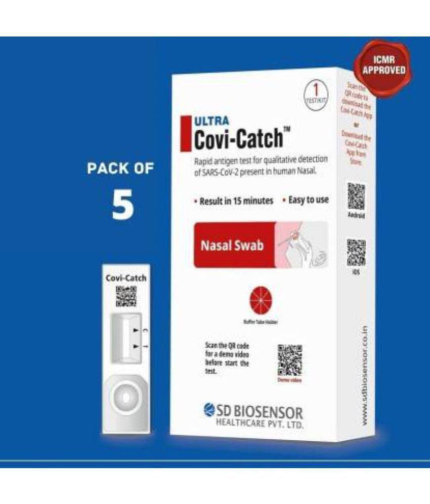 SD Biosensor Ultra Covi-Catch Rapid antigen-ICMR Approved Covid-19 Test Kit for Home Use (Pack of 5) Expiry November 2023